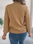 Heather | Elegant Cable-Knit Lantern-Sleeve Sweater - Picela