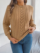 Heather | Elegant Cable-Knit Lantern-Sleeve Sweater - Picela