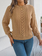 Heather | Elegant Cable-Knit Lantern-Sleeve Sweater - Picela