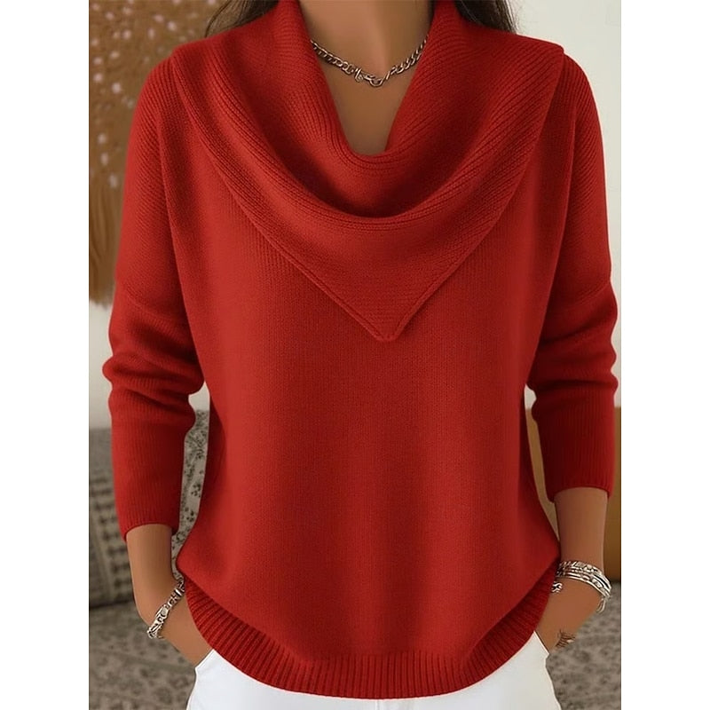 Heather | Elegant Cowl-Neck Knit Sweater - Picela