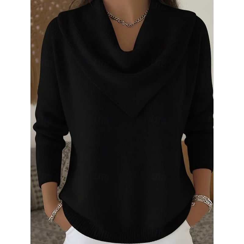 Heather | Elegant Cowl-Neck Knit Sweater - Picela