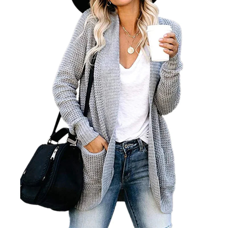 Jennifer | Cozy Waffle Knit Cardigan - Picela
