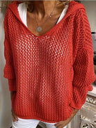 Jennifer | Elegant Open-Knit Hooded Sweater - Picela