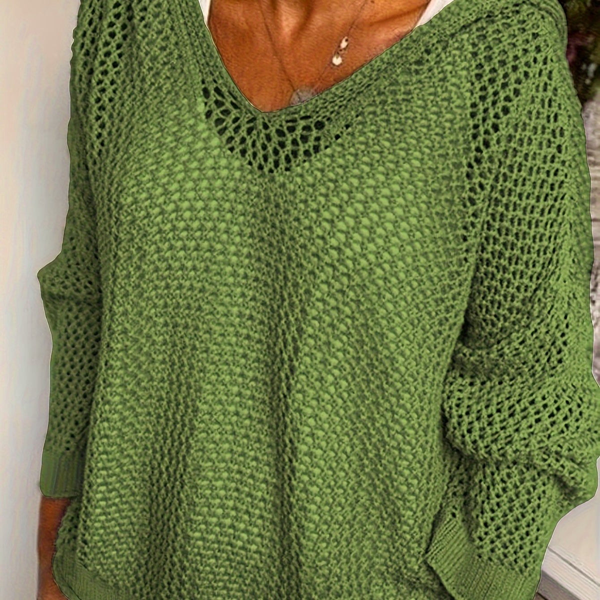 Jennifer | Elegant Open-Knit Hooded Sweater - Picela