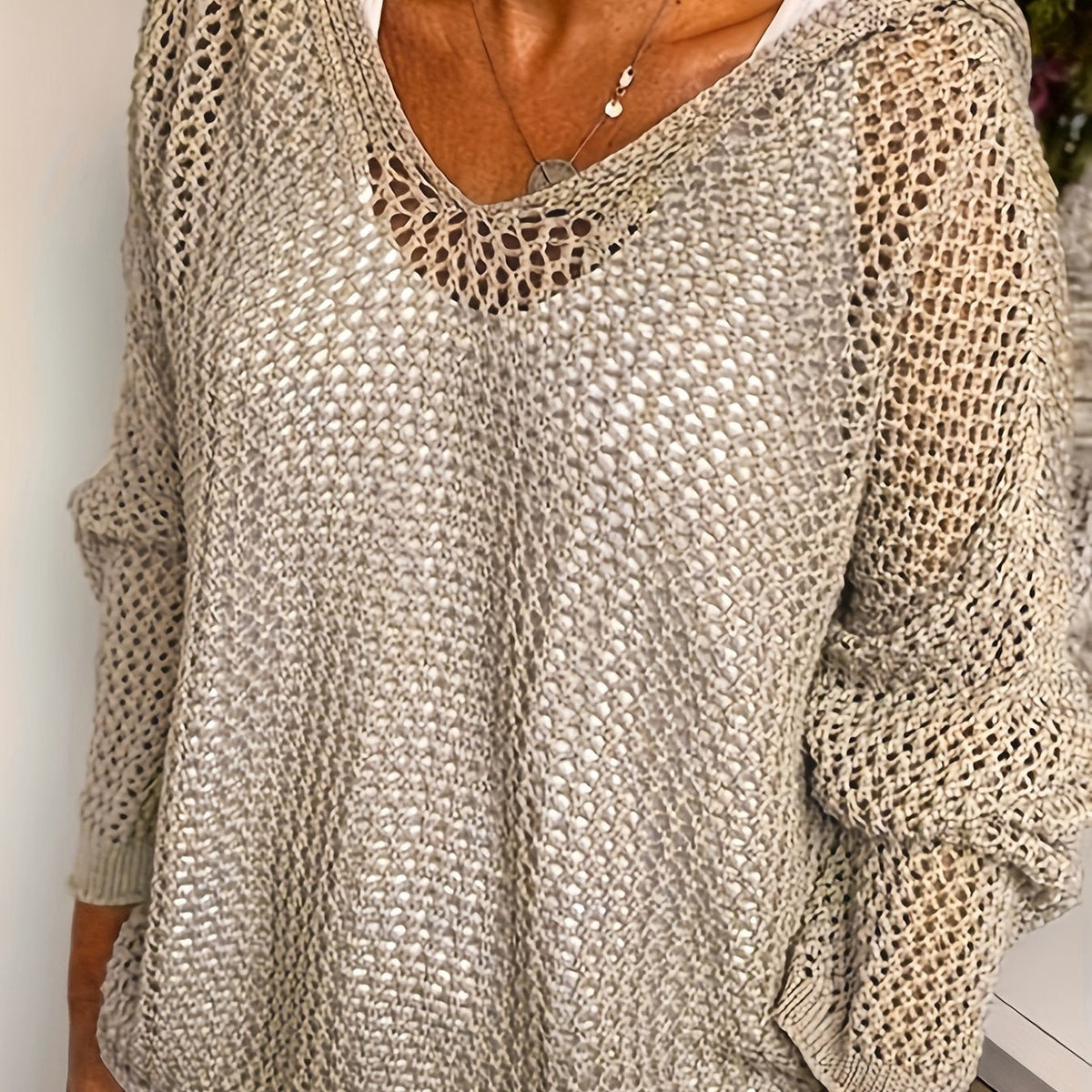 Jennifer | Elegant Open-Knit Hooded Sweater - Picela
