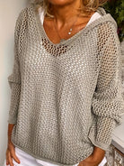 Jennifer | Elegant Open-Knit Hooded Sweater - Picela
