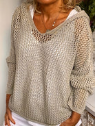 Jennifer | Elegant Open-Knit Hooded Sweater - Picela