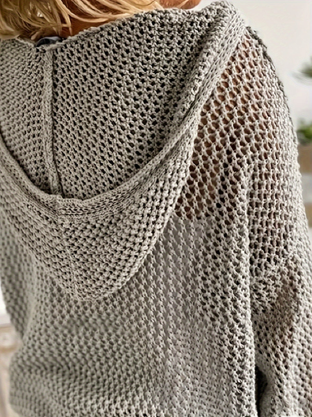 Jennifer | Elegant Open-Knit Hooded Sweater - Picela