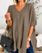 Jennifer | Elegant Oversized V-Neck Sweater - Picela