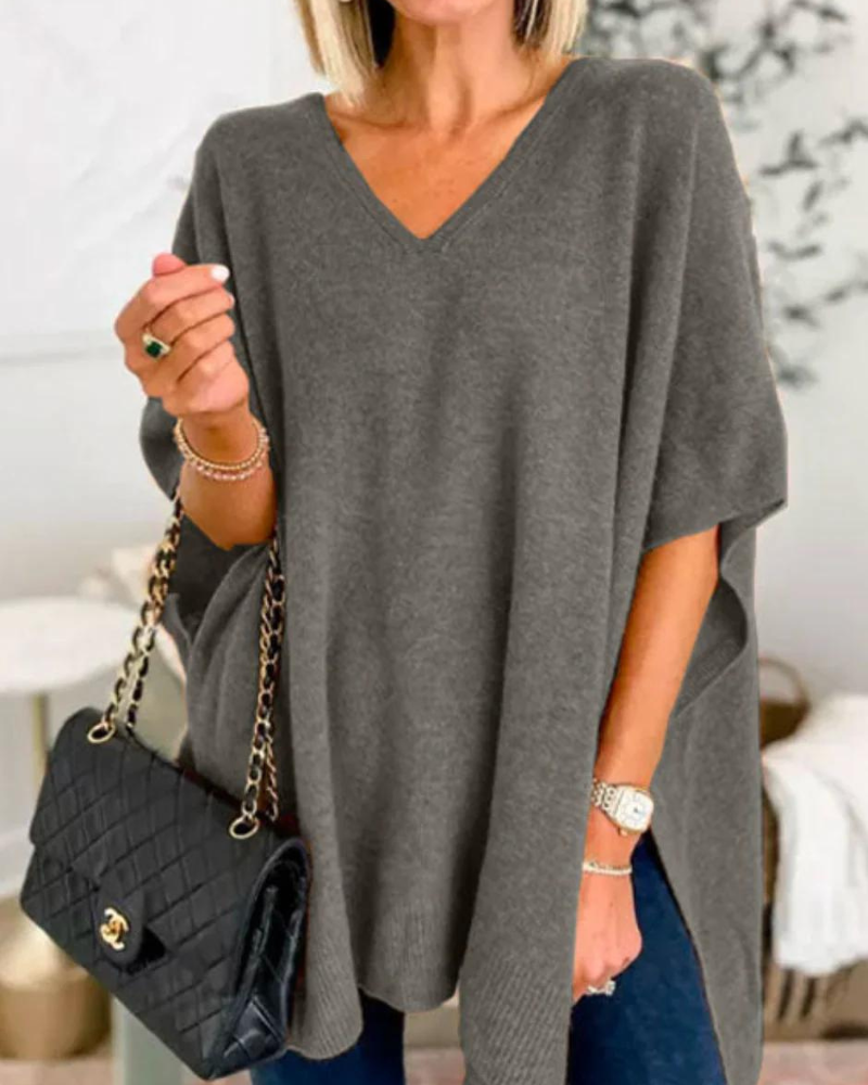 Jennifer | Elegant Oversized V-Neck Sweater - Picela