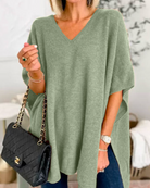 Jennifer | Elegant Oversized V-Neck Sweater - Picela