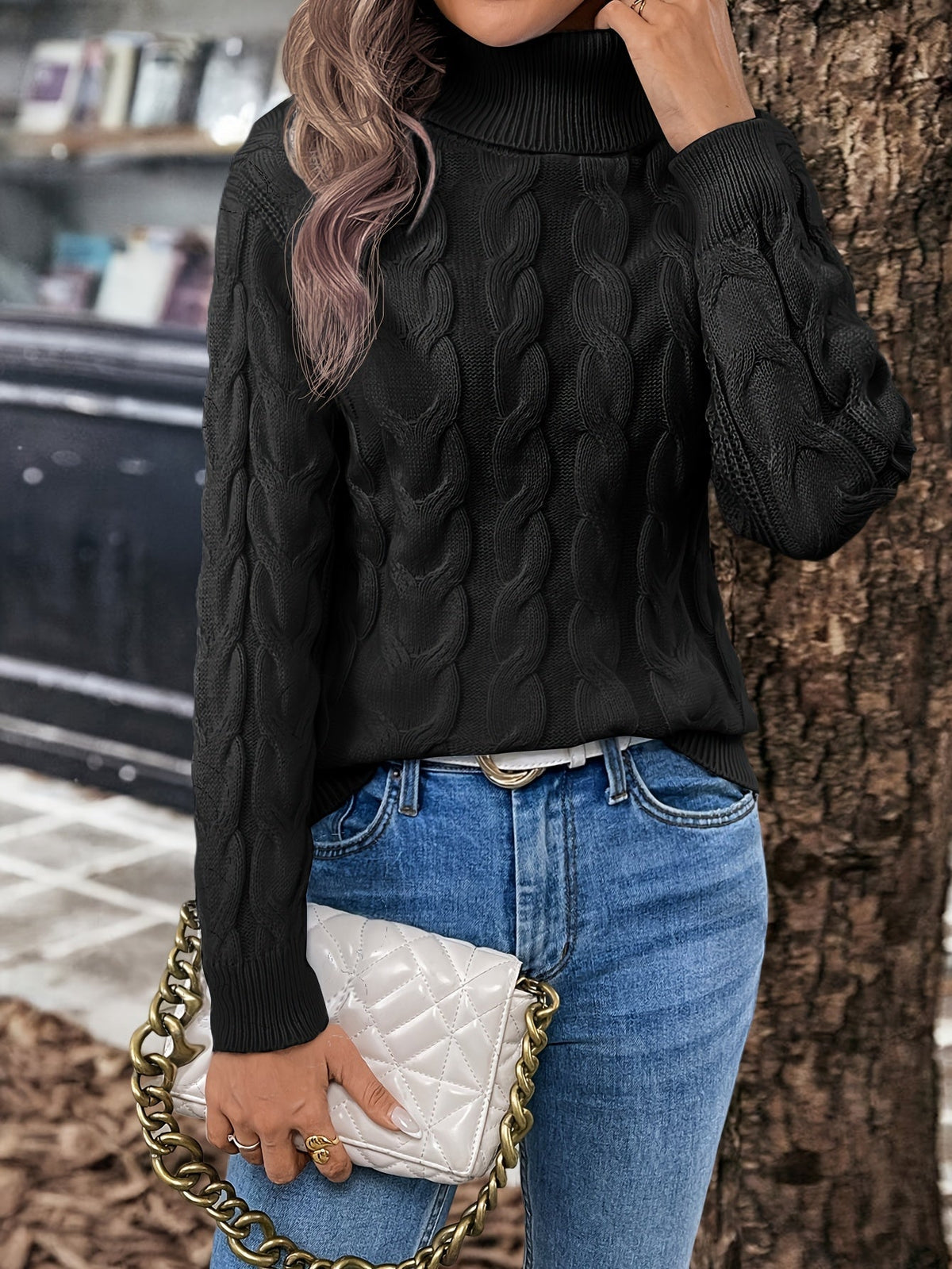 Jessica | Elegant Cable-Knit Turtleneck Sweater - Picela