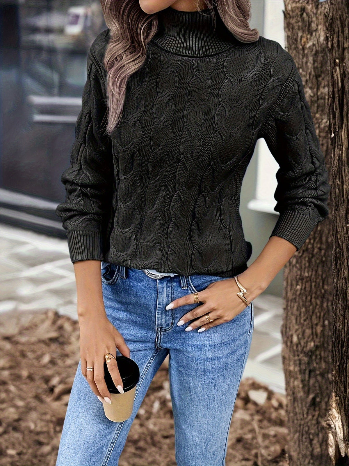 Jessica | Elegant Cable-Knit Turtleneck Sweater - Picela