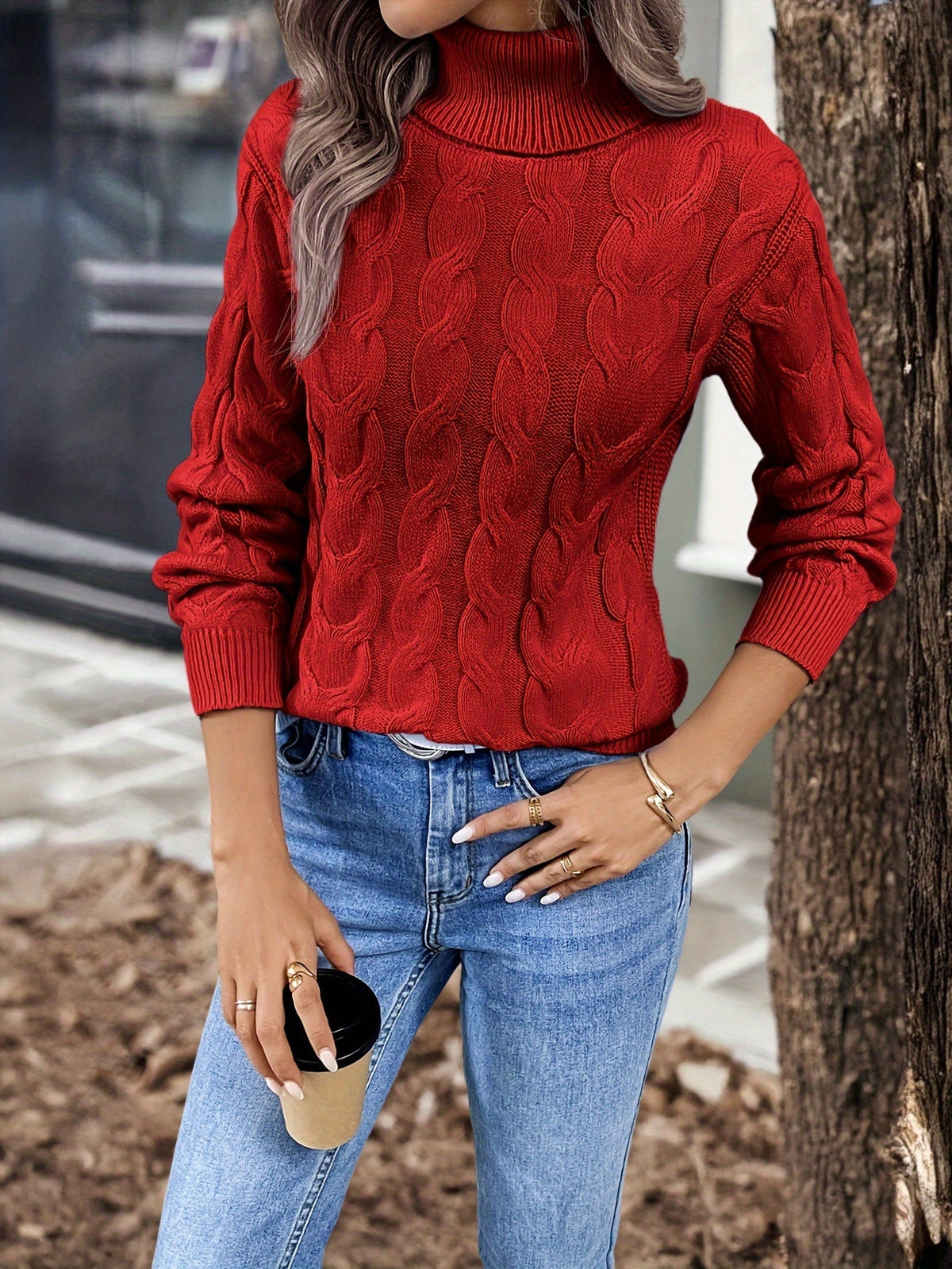 Jessica | Elegant Cable-Knit Turtleneck Sweater - Picela