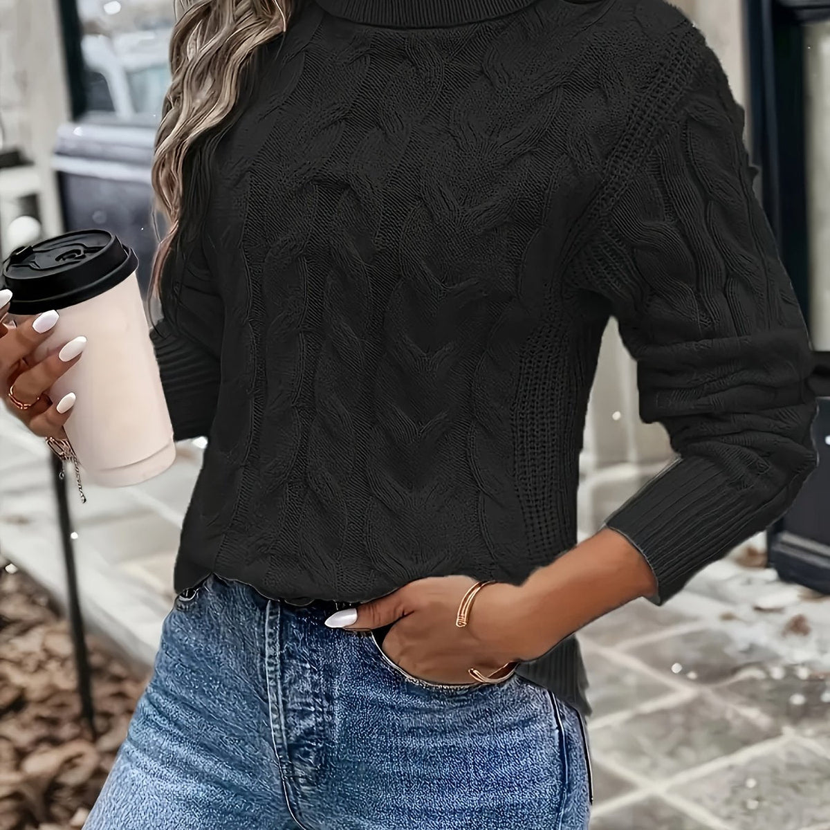 Jessica | Elegant Cable-Knit Turtleneck Sweater - Picela