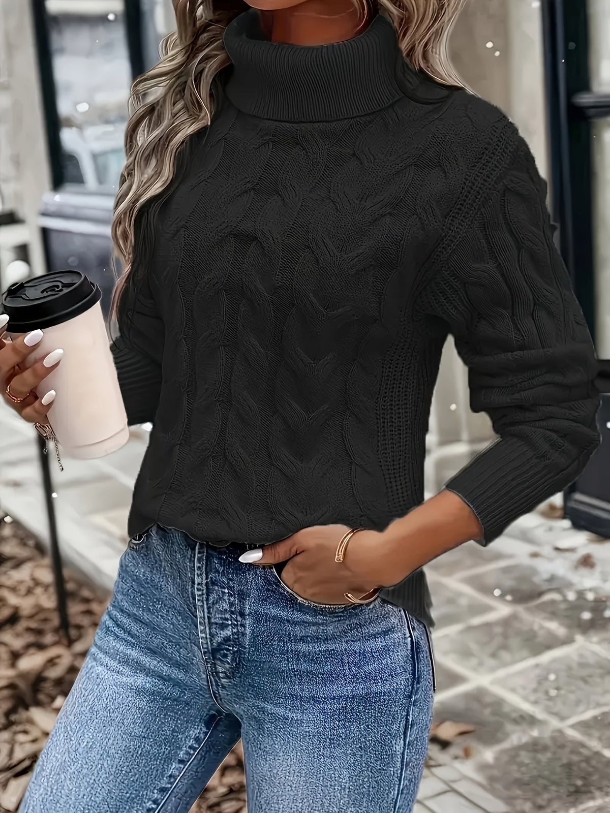 Jessica | Elegant Cable-Knit Turtleneck Sweater - Picela