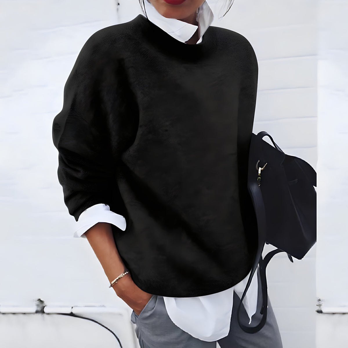 Jessica | Elegant Classic Crewneck Sweater - Picela
