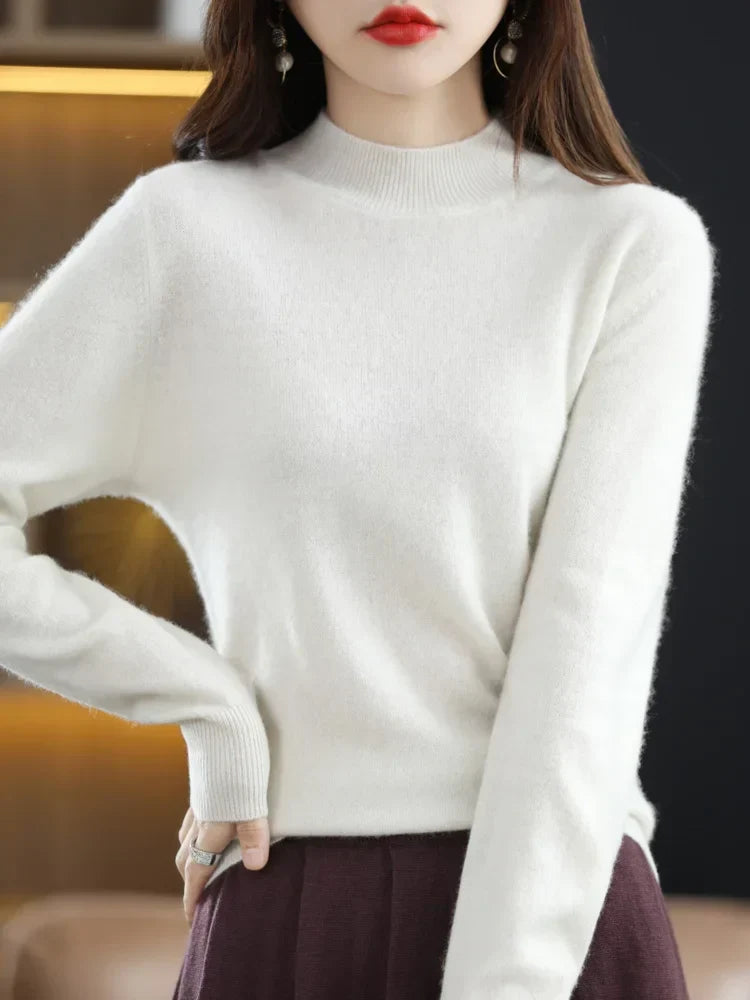 Jessica | Elegant Mock-Neck Fitted Sweater - Picela