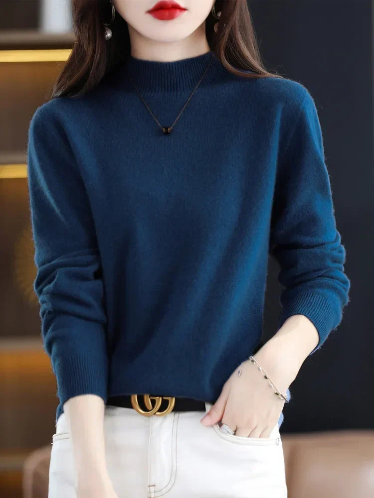 Jessica | Elegant Mock-Neck Fitted Sweater - Picela