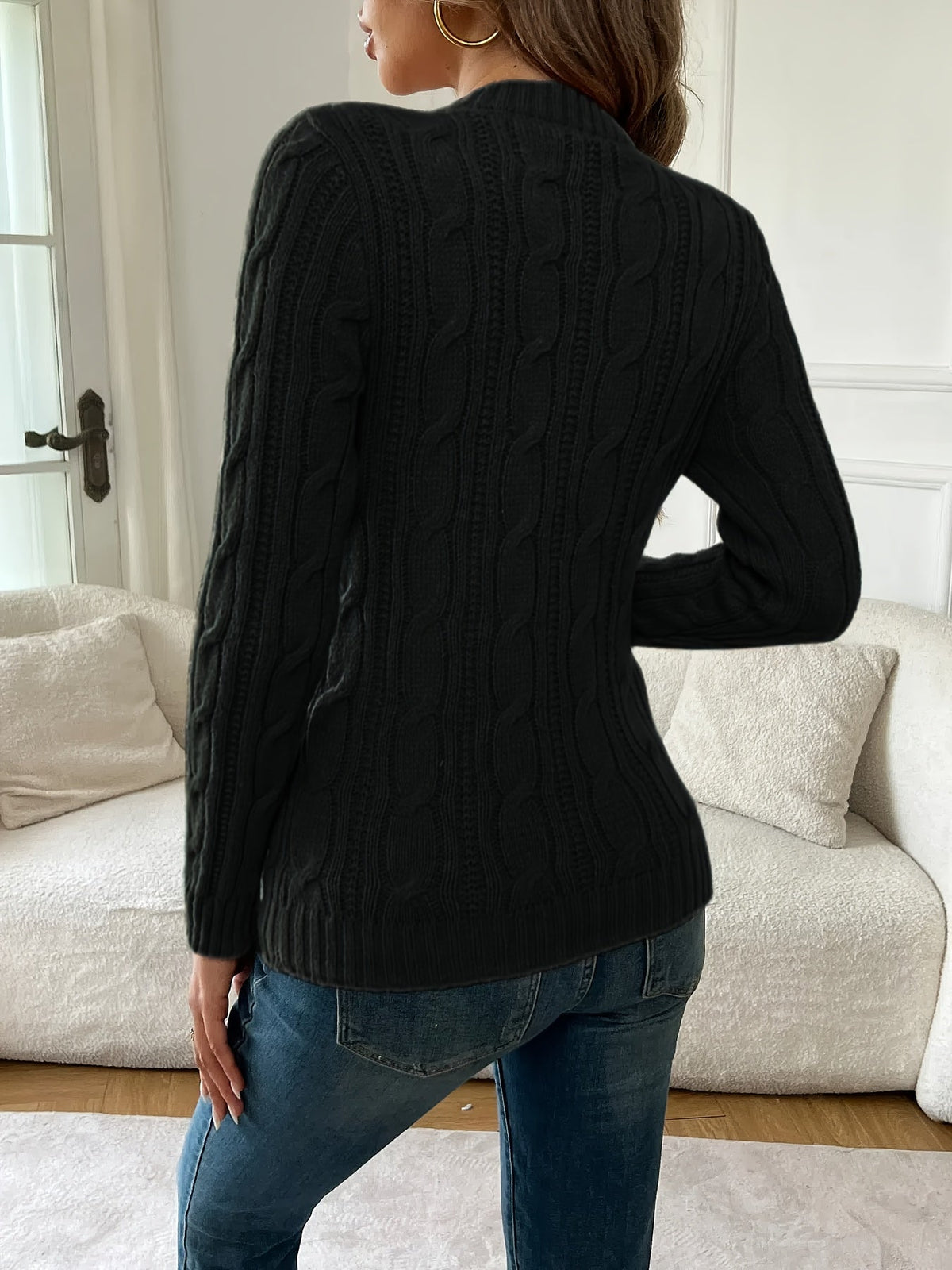 Juliana | Elegant Cable-Knit Mock-Neck Sweater - Picela