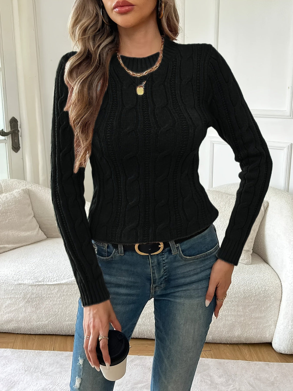 Juliana | Elegant Cable-Knit Mock-Neck Sweater - Picela