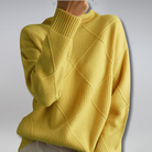 Kelly | Elegant Turtleneck Argyle Sweater - Picela