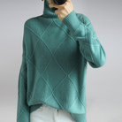 Kelly | Elegant Turtleneck Argyle Sweater - Picela