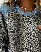 Kelly | Stylish Leopard Denim Sweater - Picela