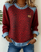 Kelly | Stylish Leopard Denim Sweater - Picela
