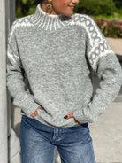 Kimberly | Elegant Contrast-Trim Mock-Neck Sweater - Picela