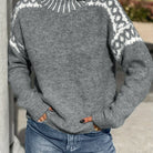 Kimberly | Elegant Contrast-Trim Mock-Neck Sweater - Picela