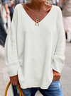 Kimberly | Elegant V-Neck Oversized Sweater - Picela