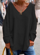 Kimberly | Elegant V-Neck Oversized Sweater - Picela