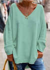 Kimberly | Elegant V-Neck Oversized Sweater - Picela