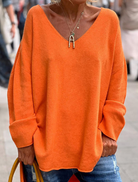 Kimberly | Elegant V-Neck Oversized Sweater - Picela