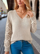 Laura | Elegant Crochet Sleeve Sweater - Picela