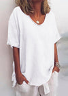 Lauren | Effortless Cotton V-Neck Blouse - Picela
