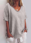 Lauren | Effortless Cotton V-Neck Blouse - Picela