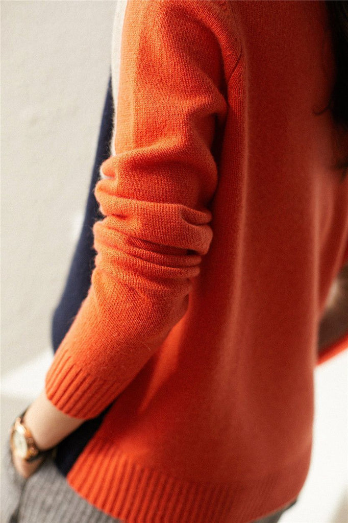 Lauren | Elegant Colorblock Crewneck Sweater - Picela