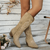Lauren | Elegant Suede Embroidered Boots - Picela