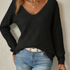 Megan | Elegant Openwork V-Neck Sweater - Picela