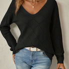 Megan | Elegant Openwork V-Neck Sweater - Picela
