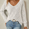 Megan | Elegant Openwork V-Neck Sweater - Picela