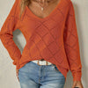 Megan | Elegant Openwork V-Neck Sweater - Picela