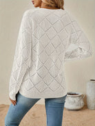 Megan | Elegant Openwork V-Neck Sweater - Picela