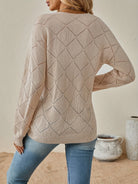 Megan | Elegant Openwork V-Neck Sweater - Picela