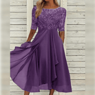 Megan | Feminine Chiffon Midi Dress - Picela
