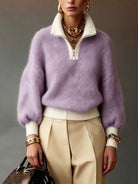 Megan | Soft Half-Zip Fuzzy Sweater - Picela