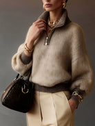 Megan | Soft Half-Zip Fuzzy Sweater - Picela