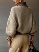 Megan | Soft Half-Zip Fuzzy Sweater - Picela